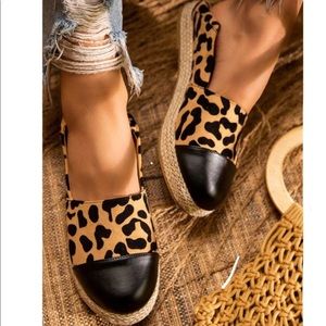 NIB! Qupid - Leopard Espadrille Slip-on. Size 5.5